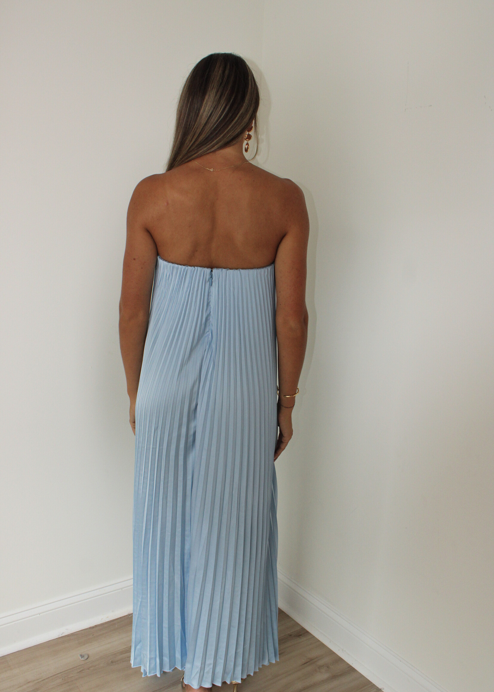 Corina Satin Pleated Maxi Column Dress