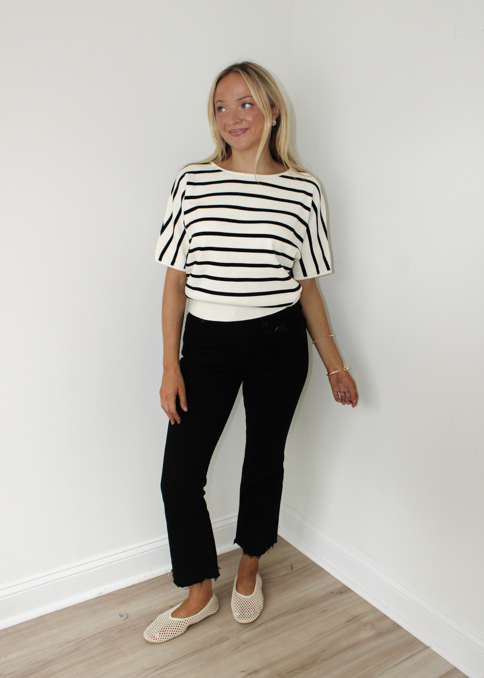 Linda Striped Short Sleeve Top