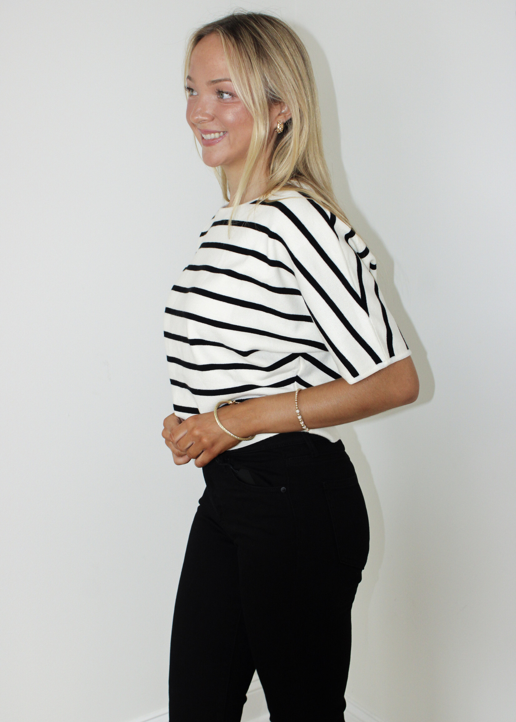 Linda Striped Short Sleeve Top
