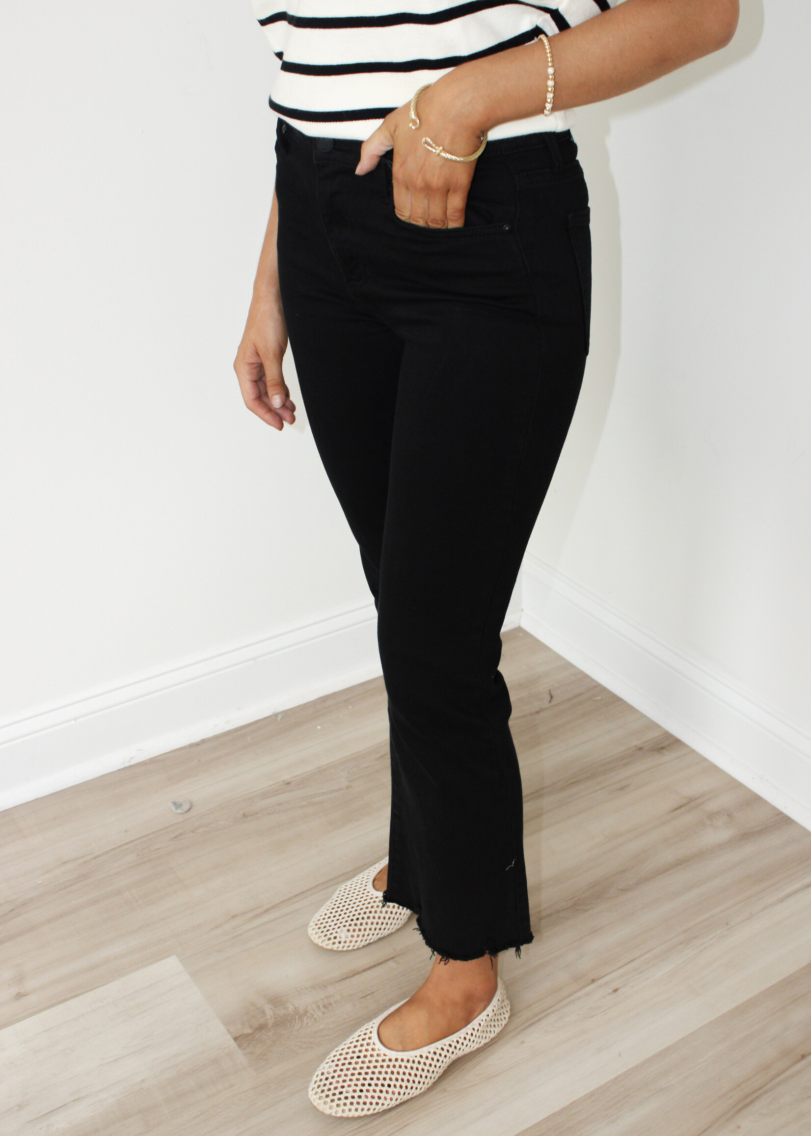 Doris Crop Flare Distressed Hem Jeans