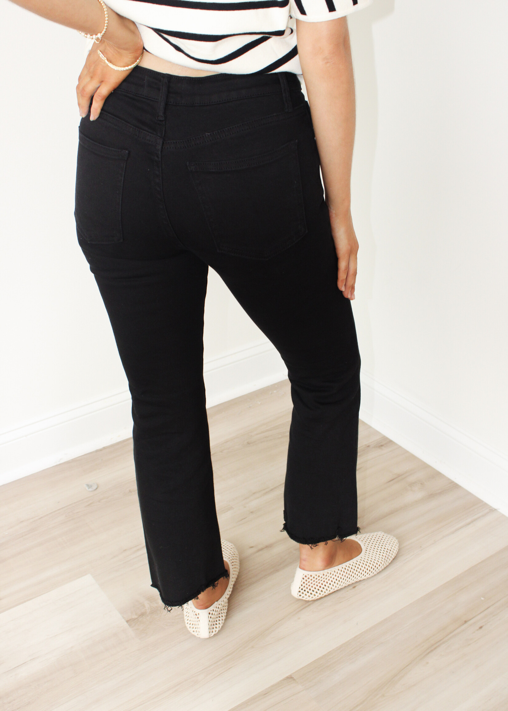 Doris Crop Flare Distressed Hem Jeans