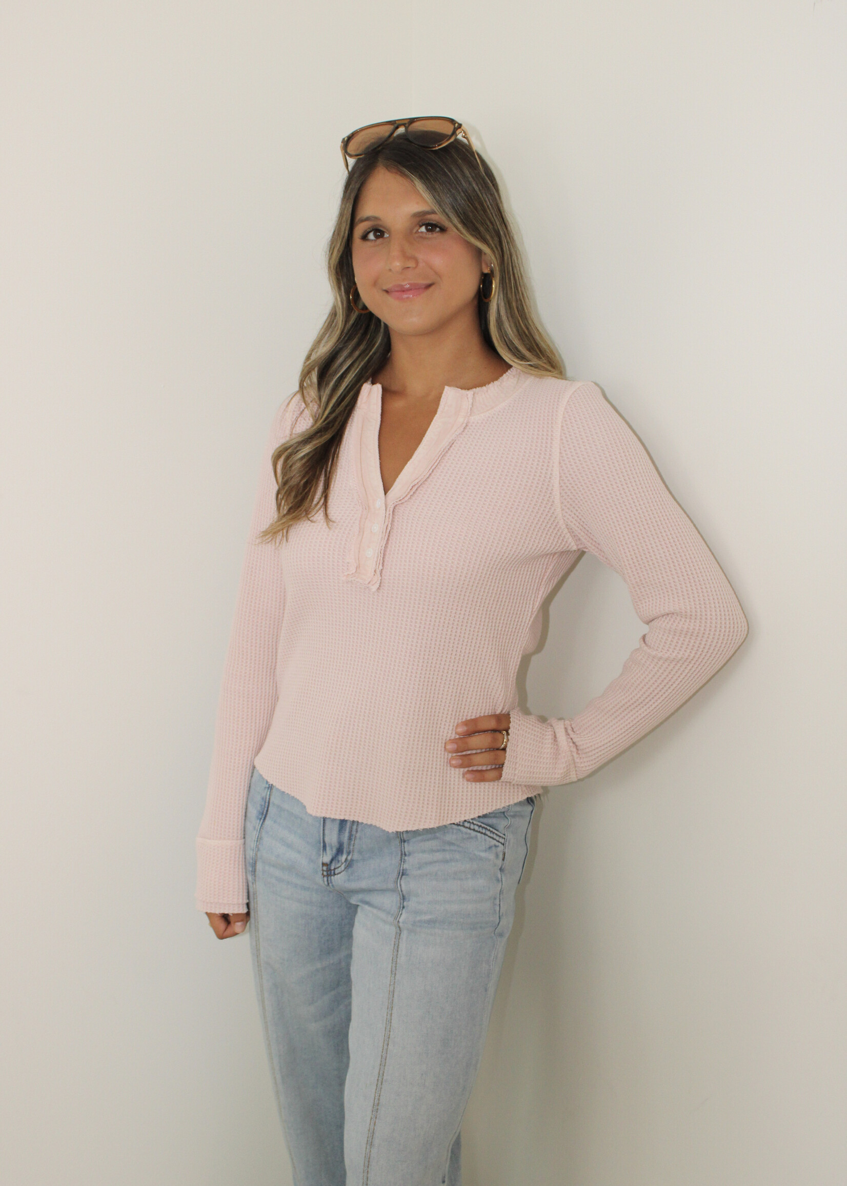 Covin Waffle Knit Top