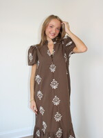 Astrid short puff sleeve midi dress