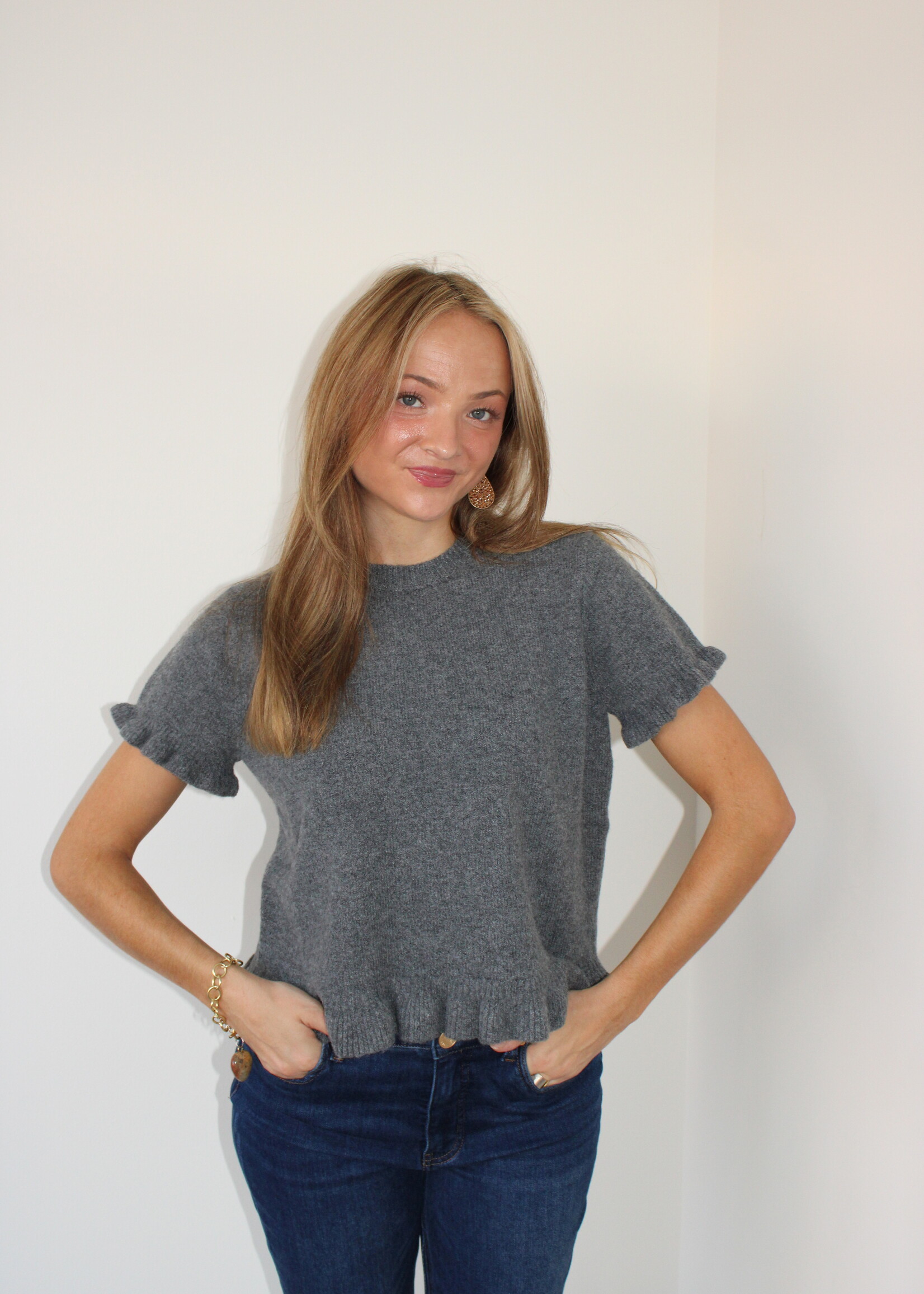 Winley Short Sleeve Ruffle Sweater