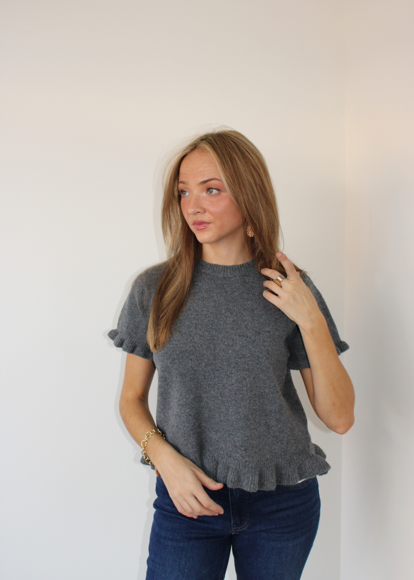 Winley Short Sleeve Ruffle Sweater