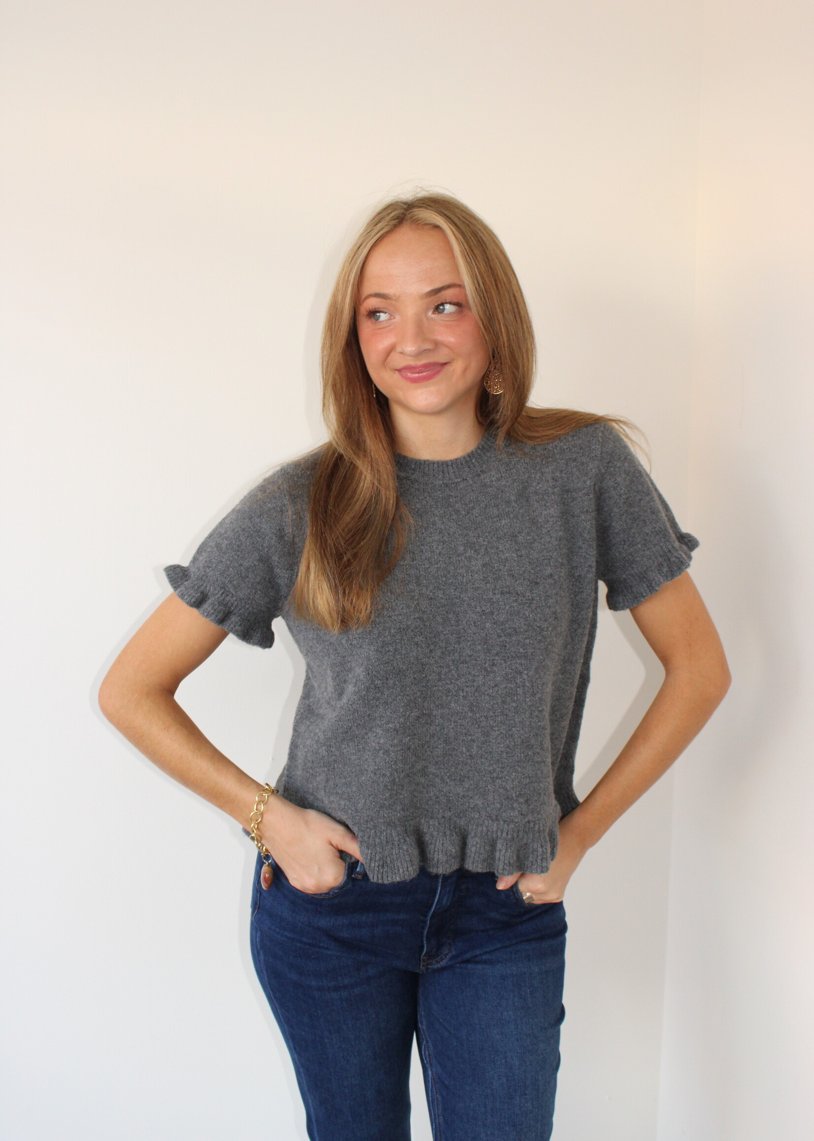 Winley Short Sleeve Ruffle Sweater