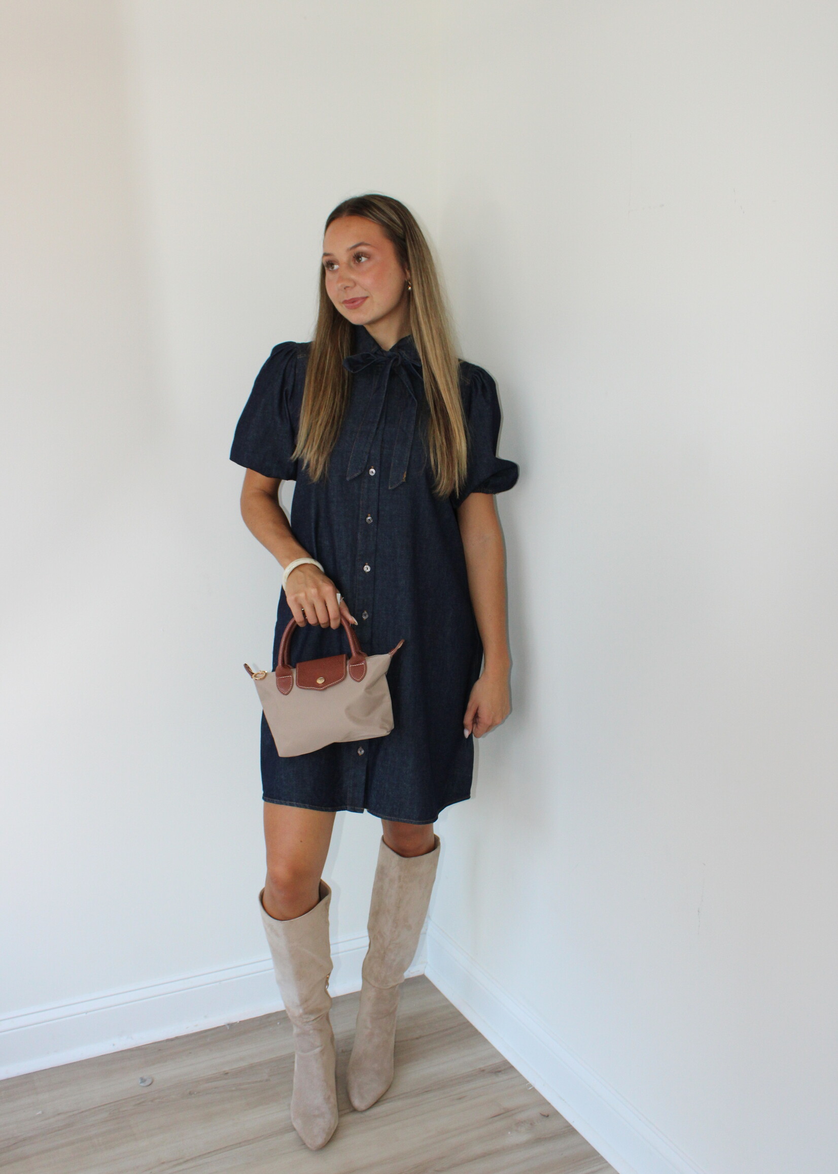 Rocco Denim Bow Mini Dress