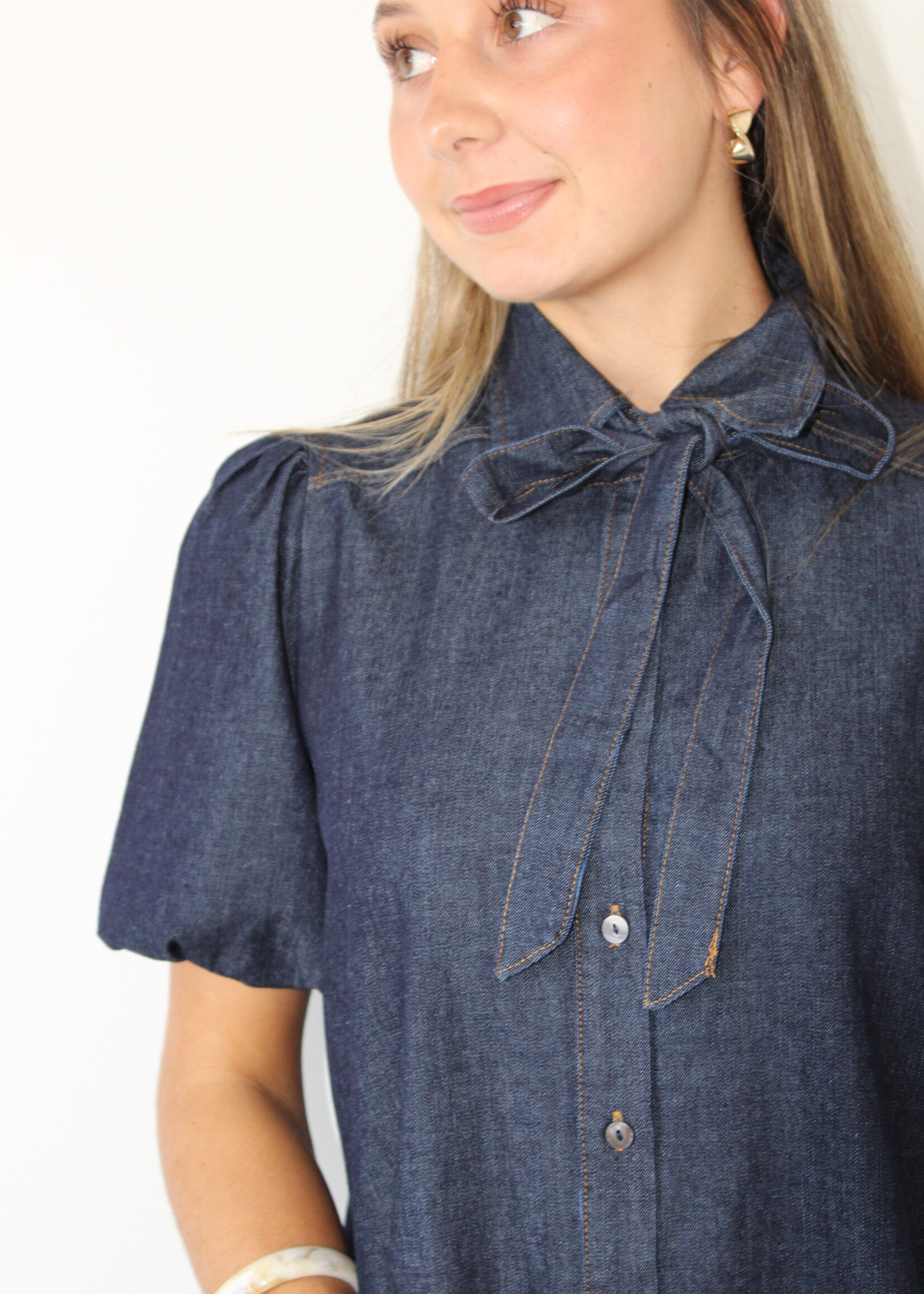 Rocco Denim Bow Mini Dress