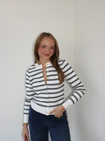 Imani Striped Button-Front Cardigan