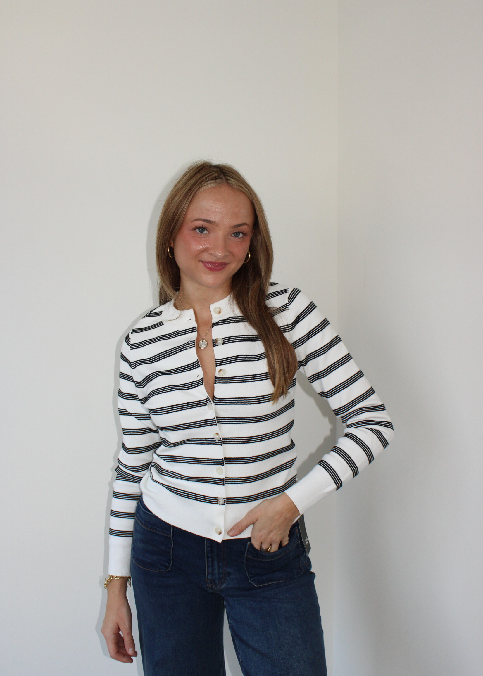 Imani Striped Button-Front Cardigan