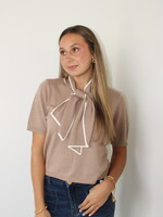 Nicole Short Sleeve Top Tie Neck