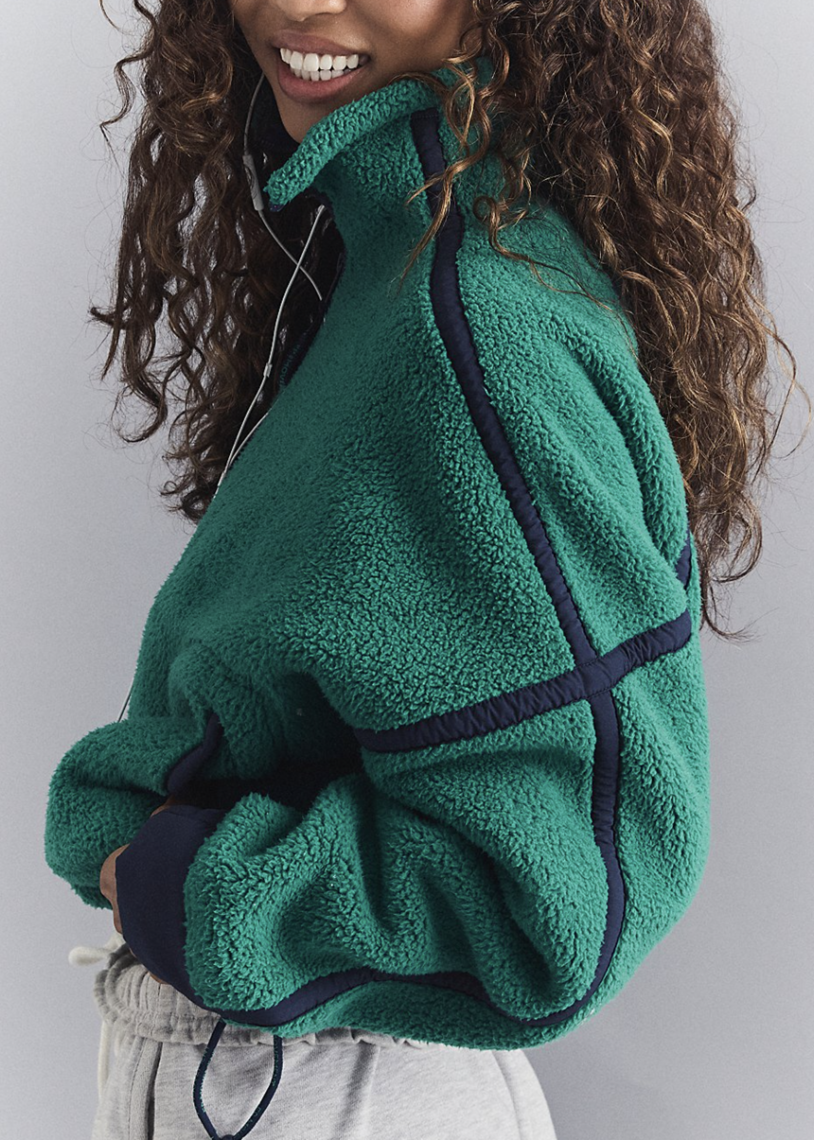 Free People Mountain High 1/2 Zip Green Glow