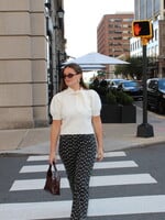 Marsha Tie Neck Puff Sleeve Sweater