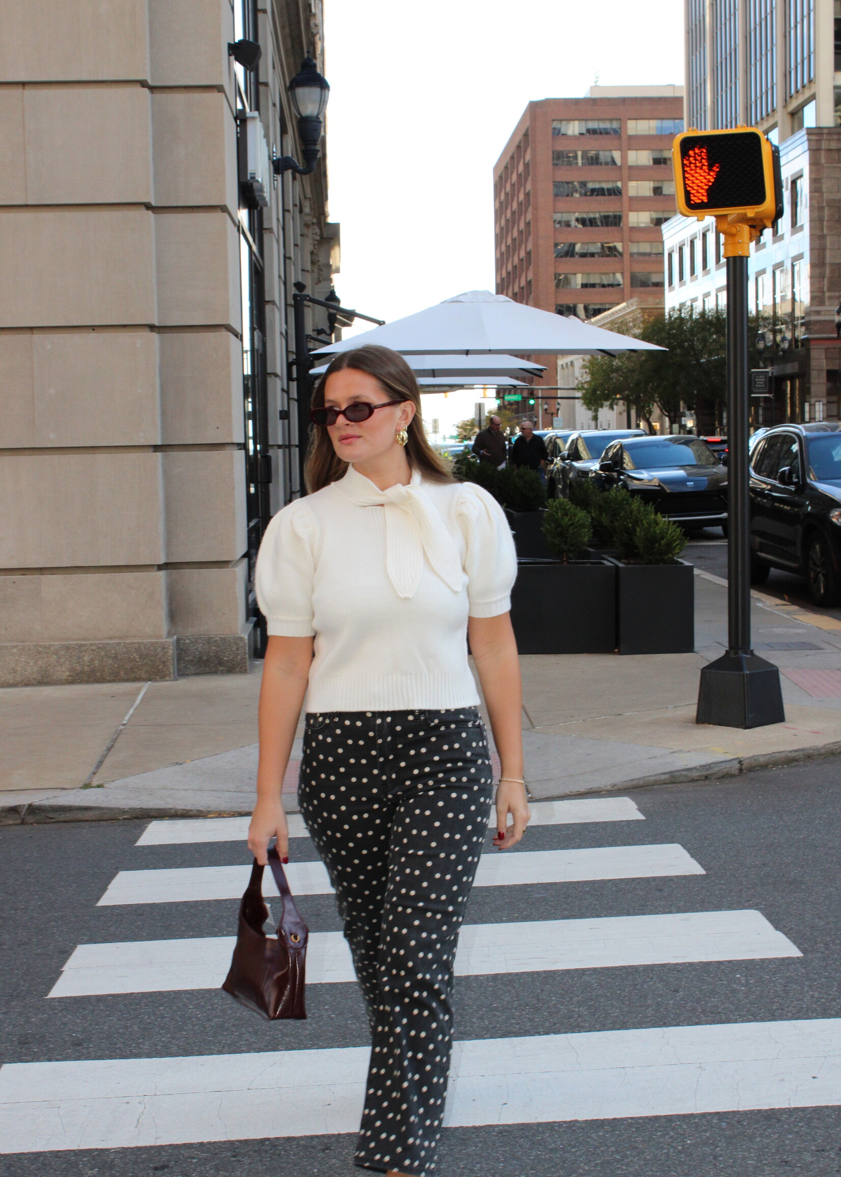 Marsha Tie Neck Puff Sleeve Sweater
