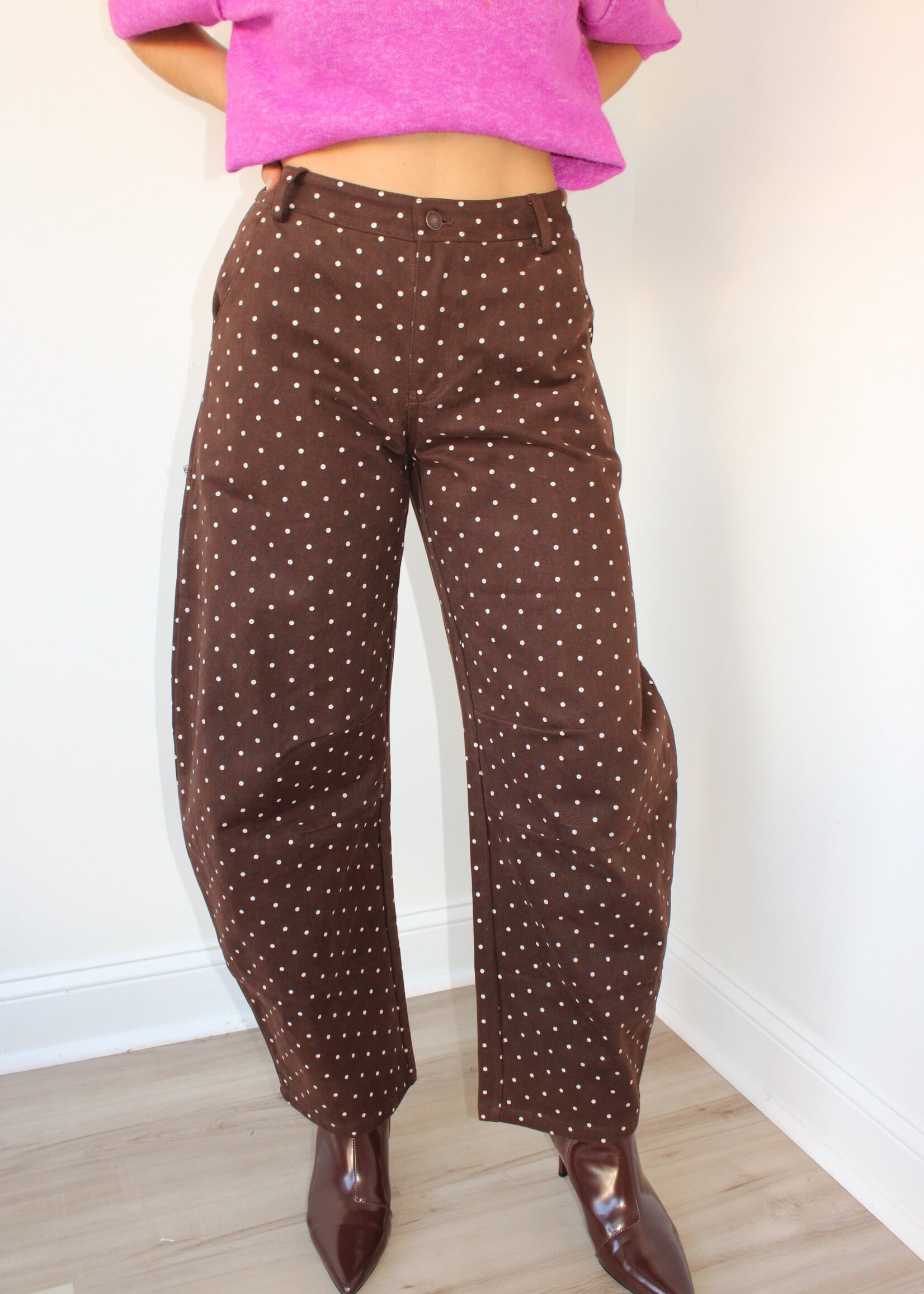 Julane Polka Dot Barrel Jeans