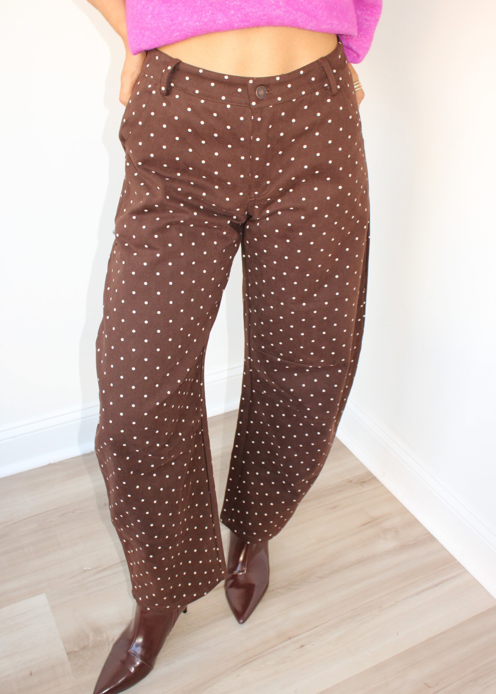 Julane Polka Dot Barrel Jeans