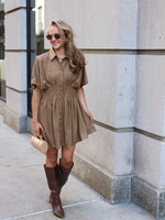 Everly Faux Suede Shirt Dress