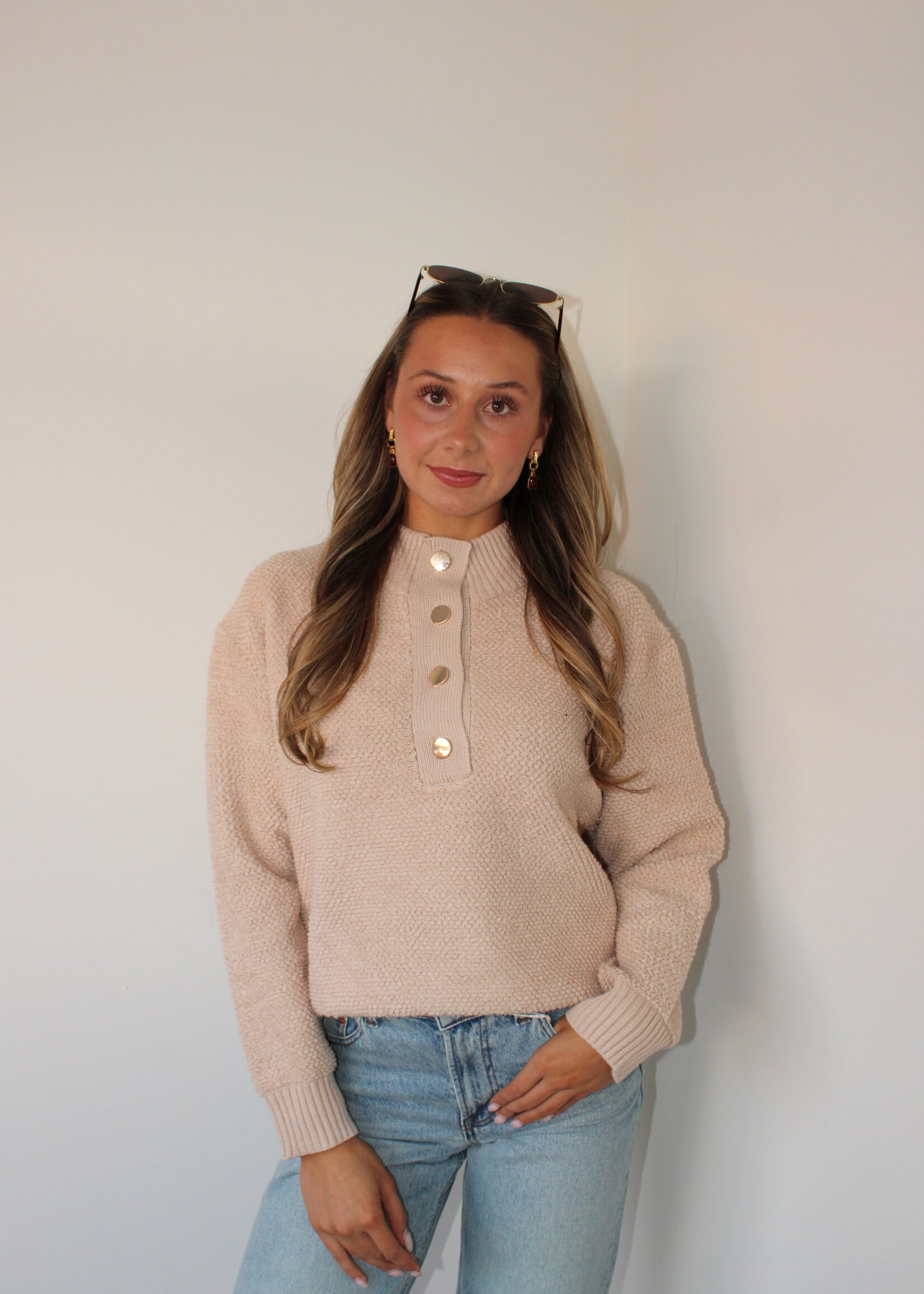 Halsey Mock Neck Henley Sweater