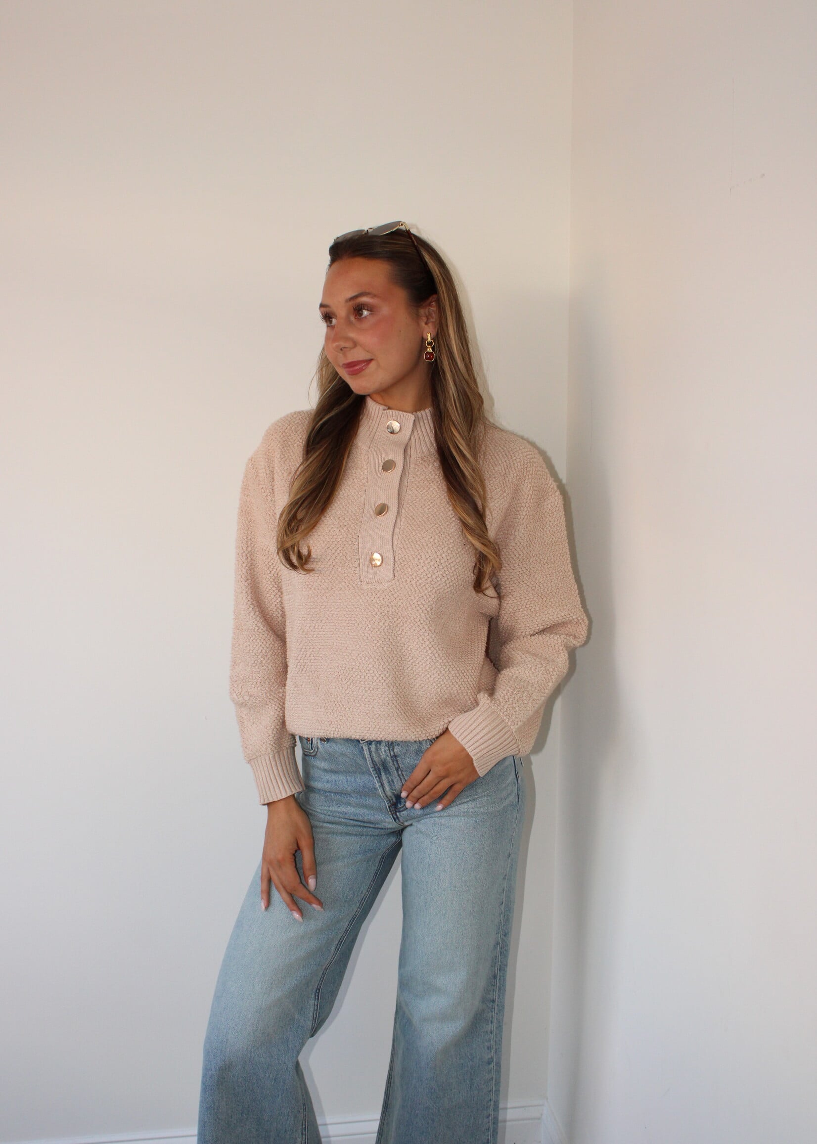Halsey Mock Neck Henley Sweater
