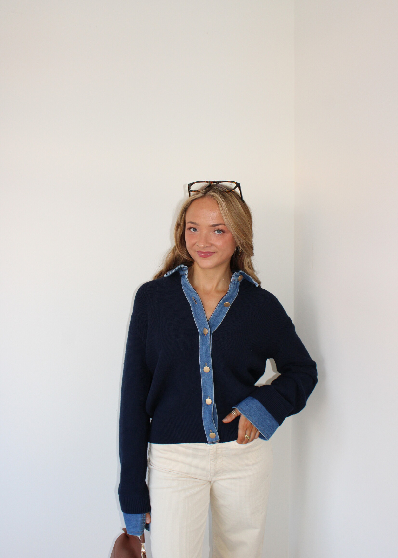 Carlotta Denim Trim Sweater