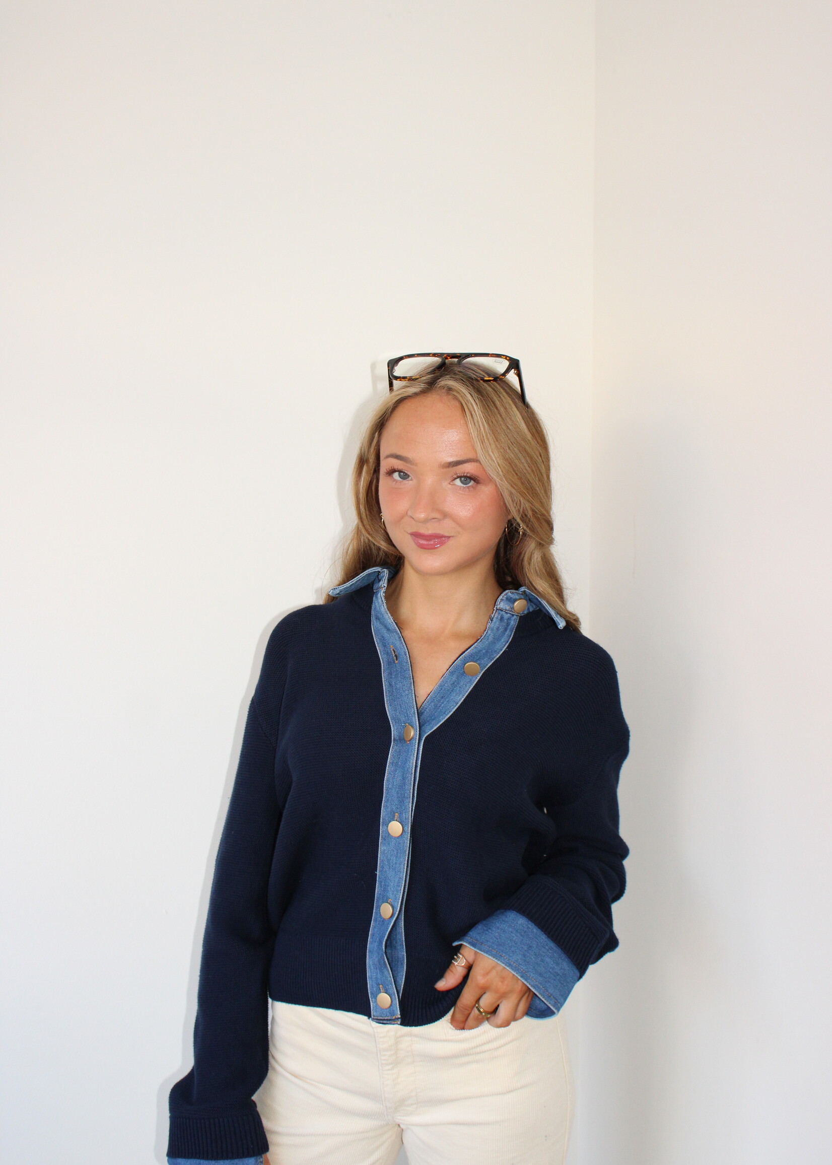 Carlotta Denim Trim Sweater