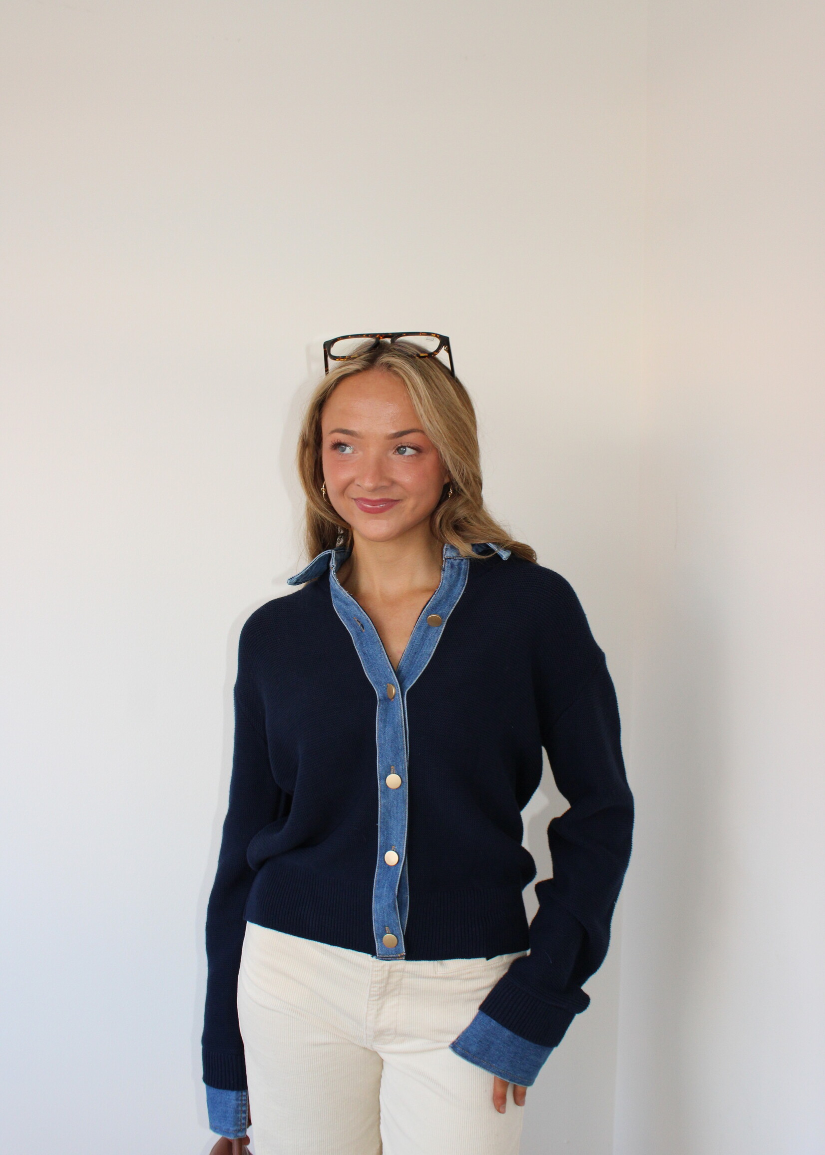 Carlotta Denim Trim Sweater