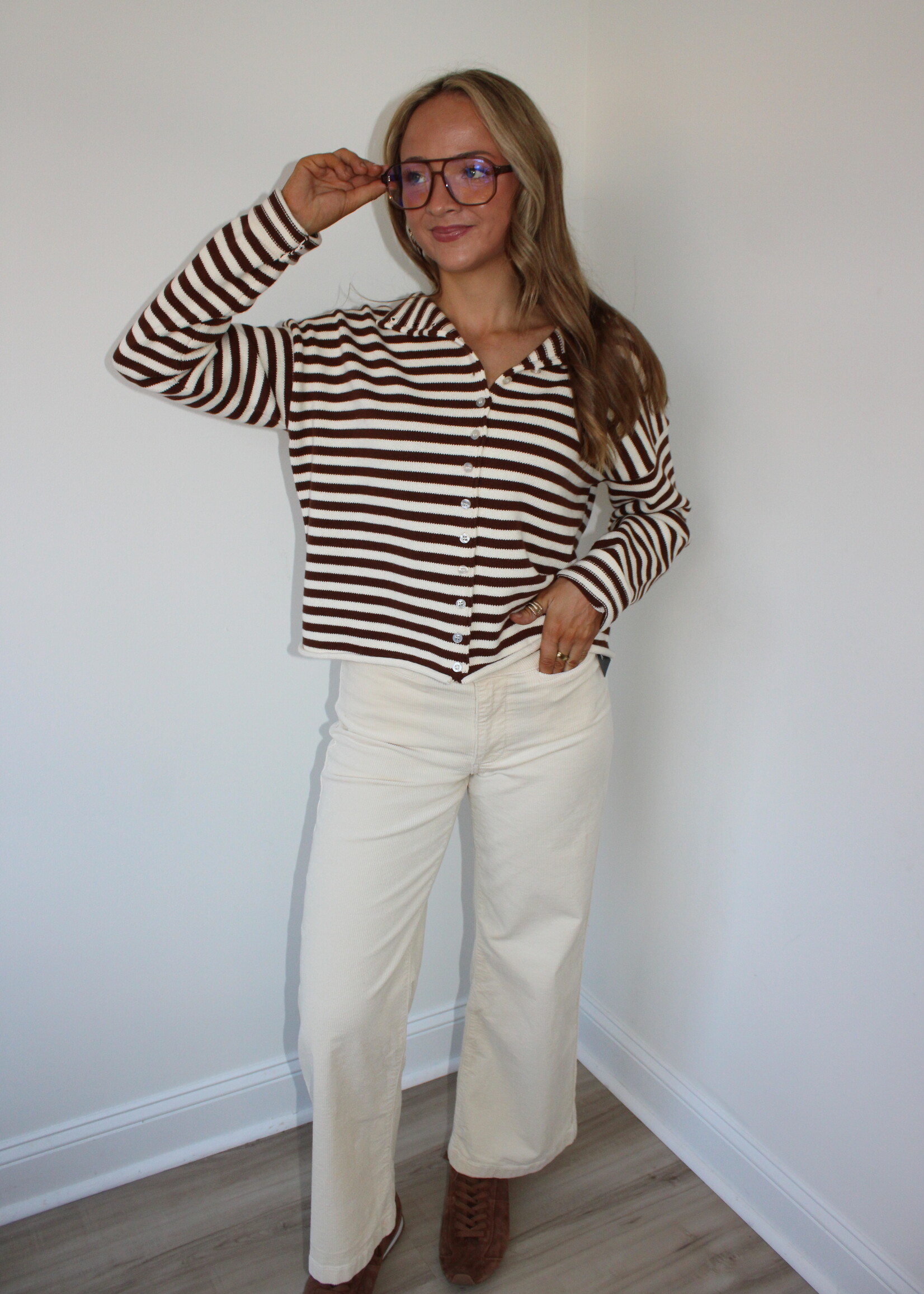 Kassia Roll Neck Stripe Cardigan