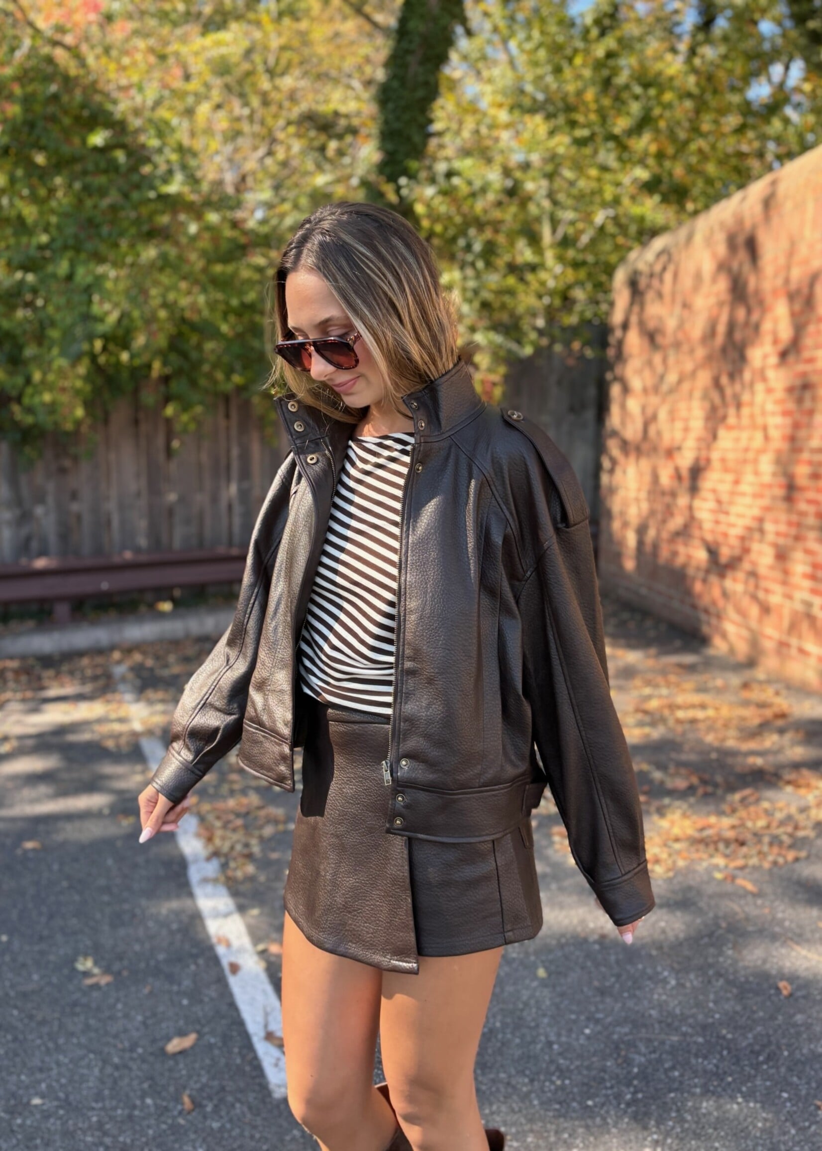 Elba Faux Leather Wrap Skirt