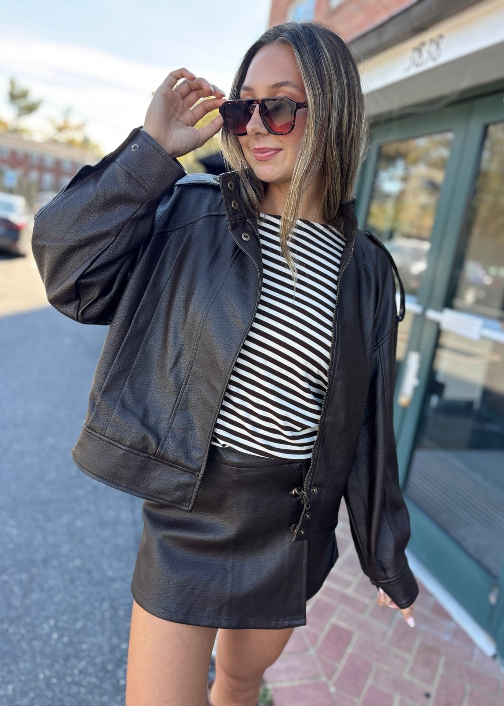 Elba Faux Leather Wrap Skirt