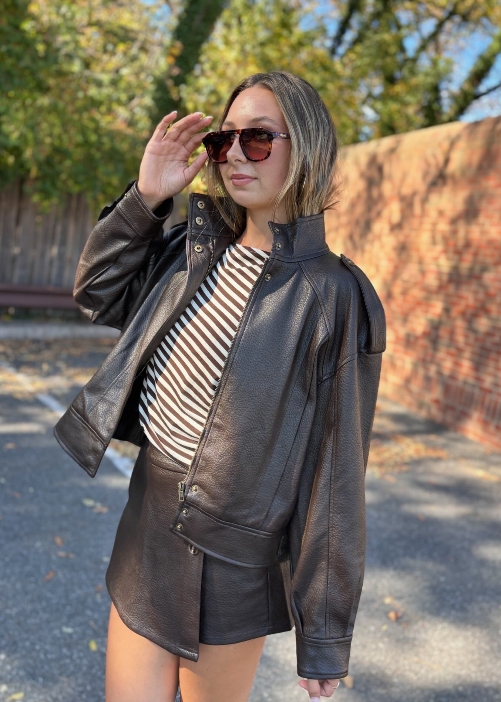 Elba Faux Leather Wrap Skirt