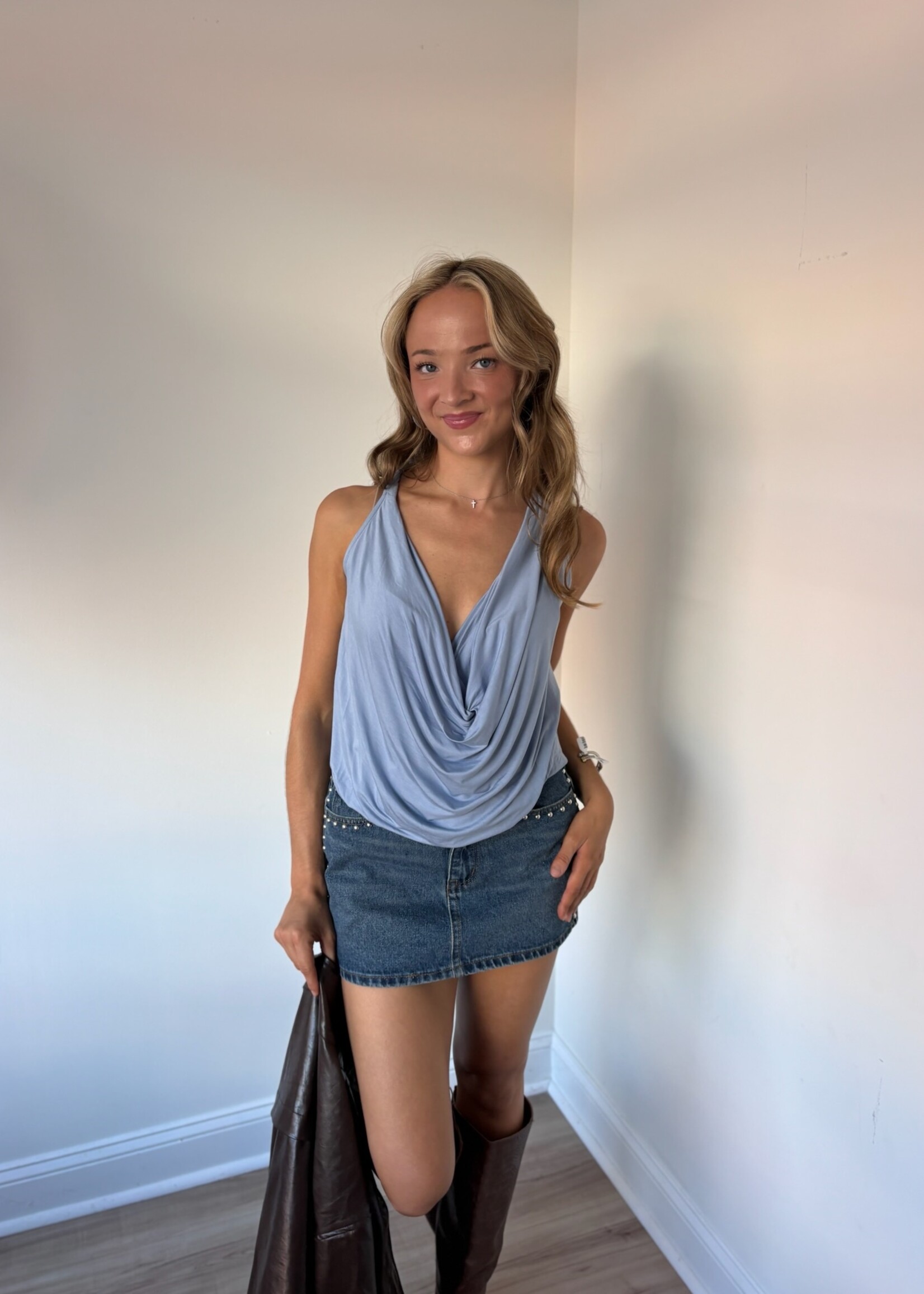 Dillon Studded Denim Mini Skirt