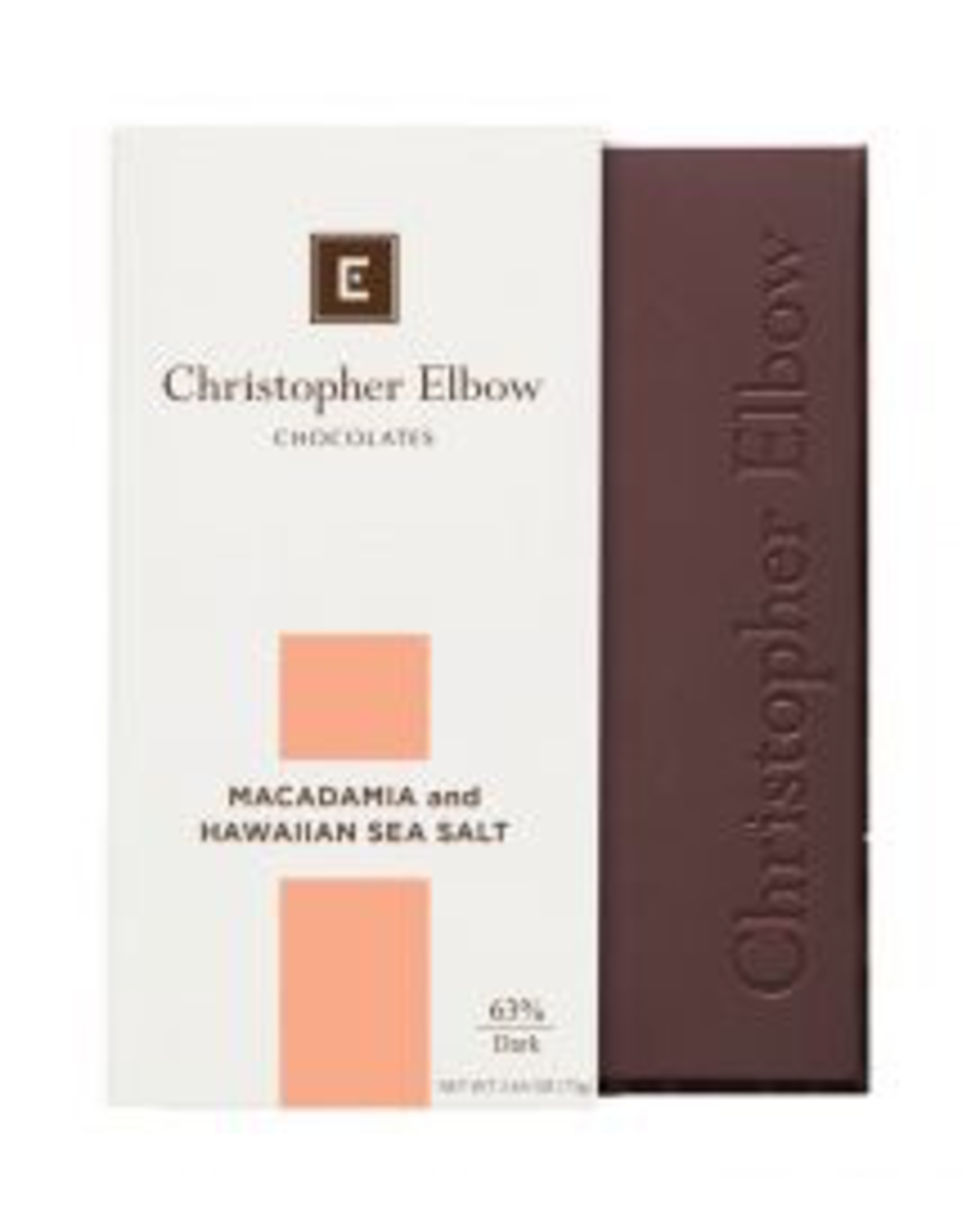 Chocolates Christopher Elbow, Macadamia Sea Salt, Chocolate Bar, 2.65oz