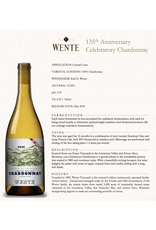 White Wine 2016, Wente Estate 135th Anniversary, Chardonnay, Livermore Valley, San Francisco Bay, California, 13.8% Alc., CT
