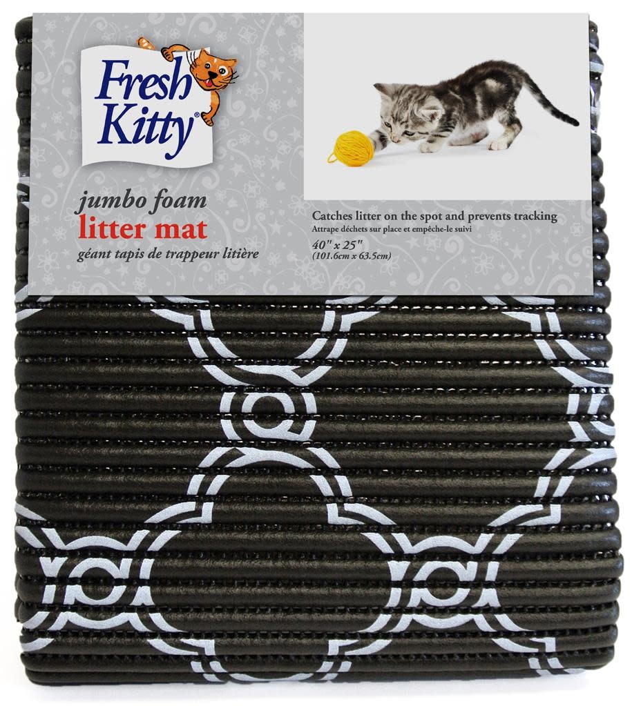 Fresh Kitty Foam Litter Mat Black & White Jumbo 40"x25"