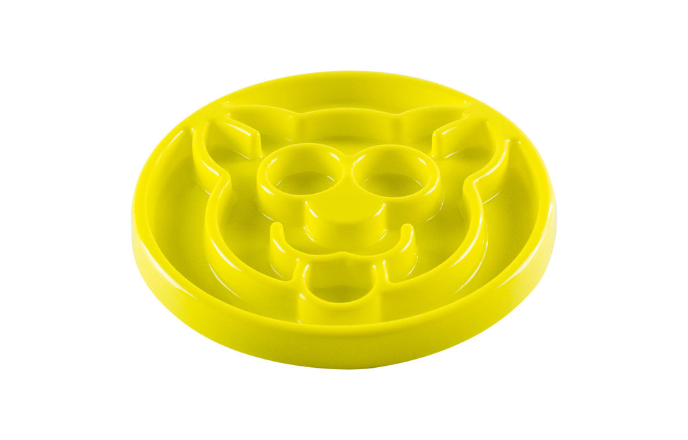 Be One Breed Slow Feeder Yellow Cat 8x8"