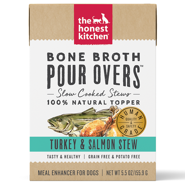 Honest Kitchen Pour Over Bone Broth Turkey Salmon Stew Dog 5.5 oz Paw Street Market