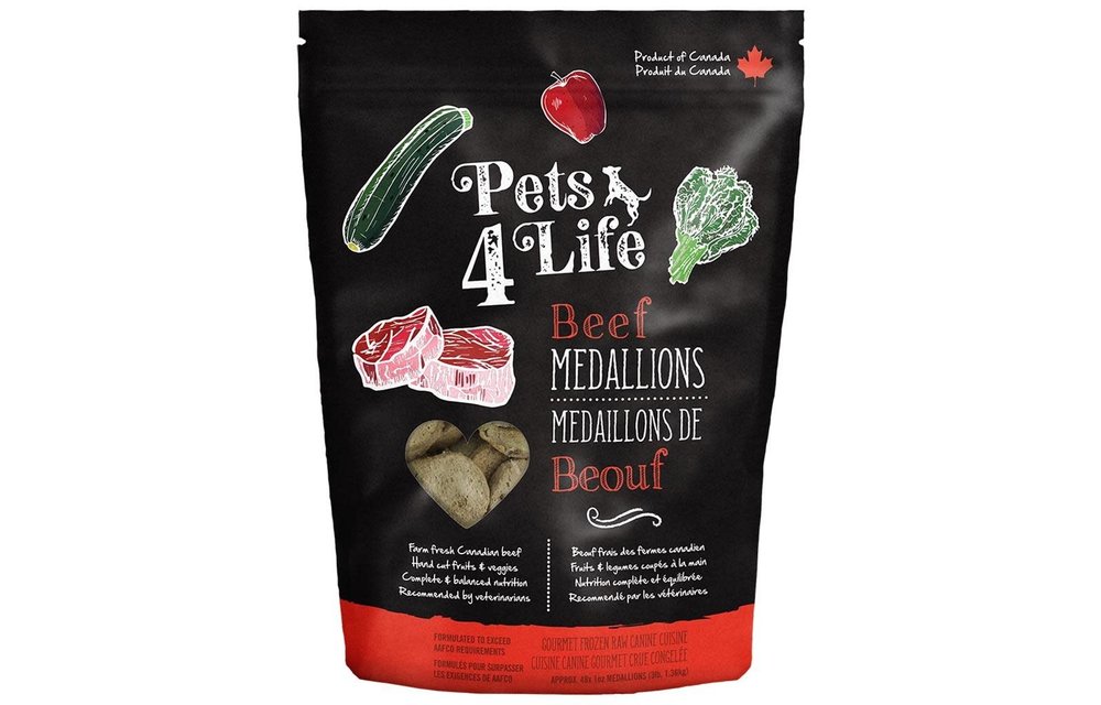 Pets4Life Frozen Beef 1 oz Medallions Dog 3 lb