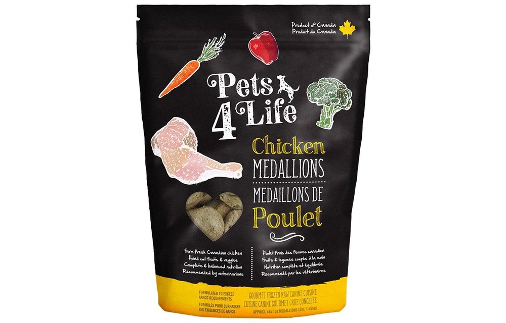 Pets4Life Frozen Chicken 1 oz Medallions Dog 3 lb
