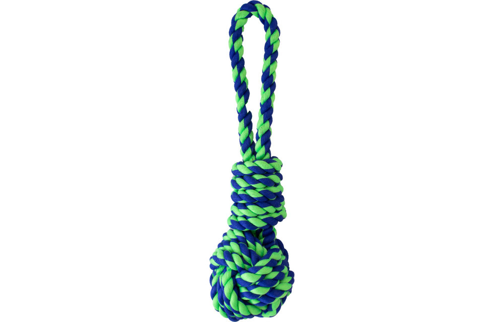 Knotty & Nice Rope Ball & Loop Handle Black & Green 16.5"