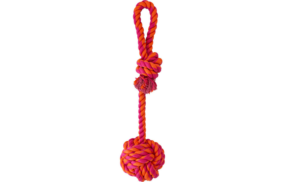 Knotty & Nice Rope Ball Loop Orange Pink 17.5"