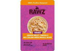 RAWZ Shredded Chicken, Pumpkin, NZ Green Mussels Pouch Cat 69 g