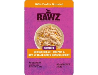 RAWZ Shredded Chicken, Pumpkin, NZ Green Mussels Pouch Cat 69 g