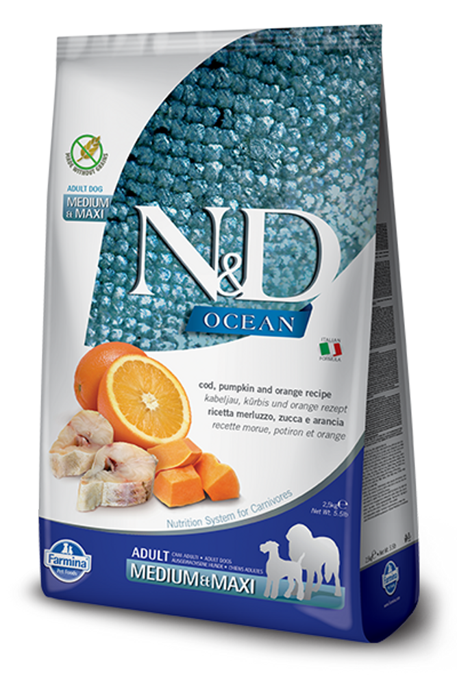 Farmina N&D Ocean Cod, Pumpkin & Orange Dog 2.5 kg