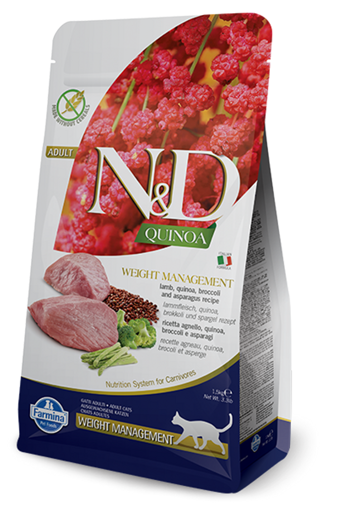 Farmina N&D Quinoa Weight Management Lamb LID Cat 1.5 kg