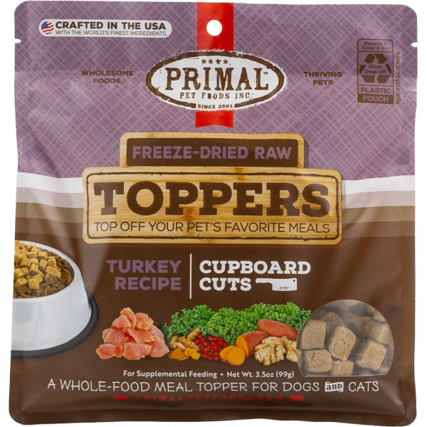 Primal FD Raw Topper Cupboard Cuts Turkey Dog/Cat 3.5 oz