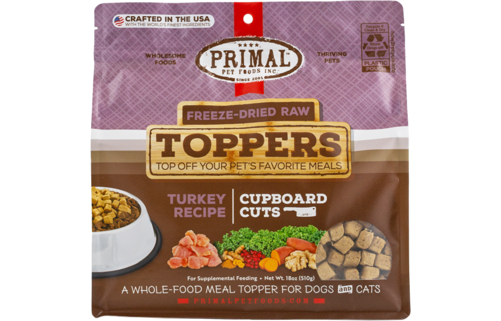 Primal FD Raw Topper Cupboard Cuts Turkey Dog/Cat 18 oz