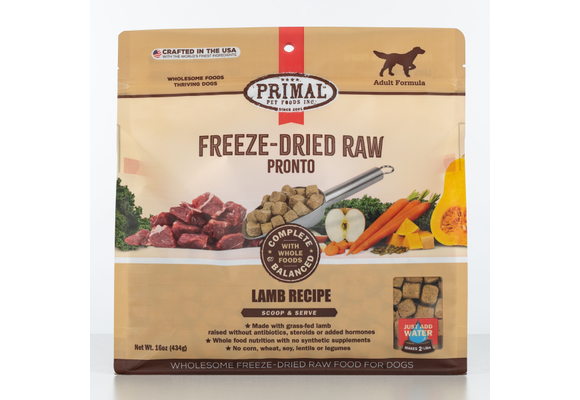 Primal Freeze Dried Lamb Pronto Dog 16 oz