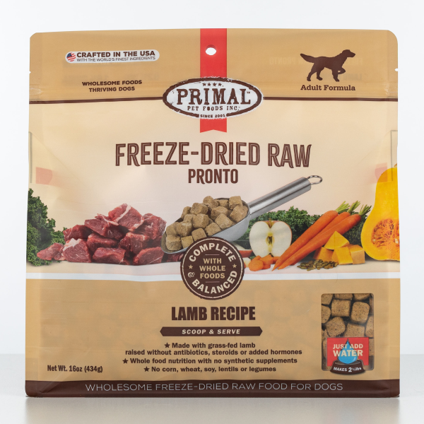 Primal Freeze Dried Lamb Pronto Dog 16 oz