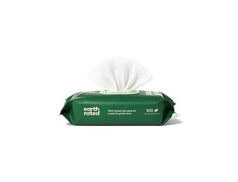 Earth Rated Compostable Pet Wipes Unscented 8x8" 100 pk