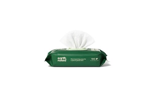 Earth Rated Compostable Pet Wipes Unscented 8x8" 100 pk